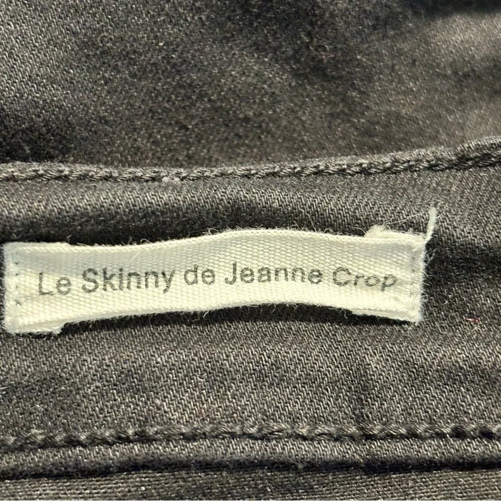 FRAME Sz 28 Le Skinny De Jeanne Crop Busted Knee Raw Hem  Jeans Black - Picture 6 of 11